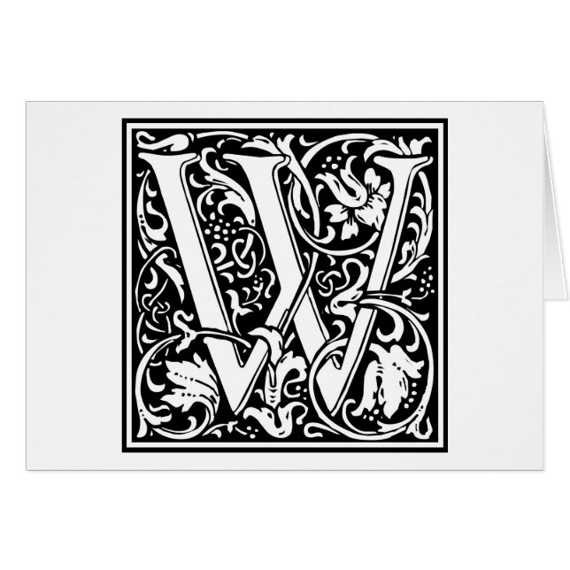 William Morris Alphabet ’W’ Hälsningskort (Framsidan Horizontal)