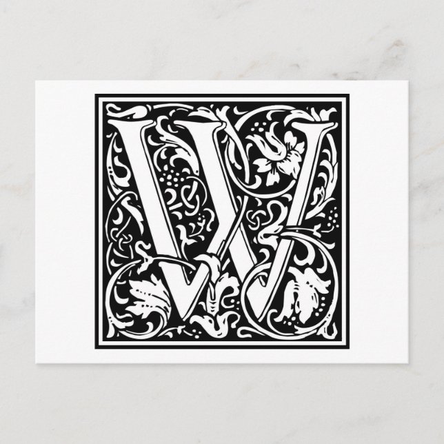 William Morris Alphabet ’W’ Vykort (Framsida)
