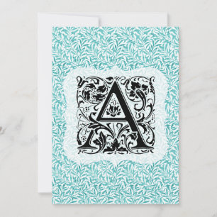 William Morris Alphabet Willow Bough Aqua Teal Tack Kort