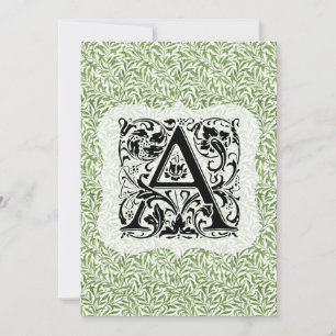 William Morris Alphabet Willow Bough Grönt Tack Kort