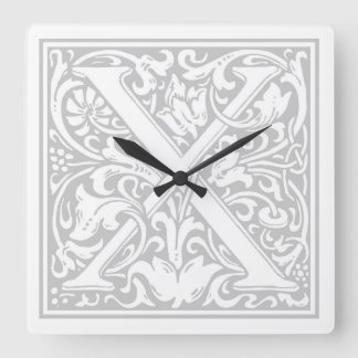 William Morris Alphabet "X" Square Wall Clock Fyrkantig Klocka