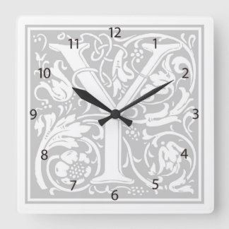 William Morris Alphabet "Y" Square Wall Clock Fyrkantig Klocka