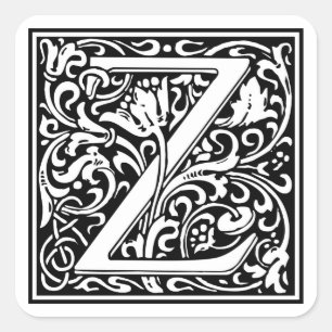 William Morris Alphabet ’Z’ Fyrkantigt Klistermärke