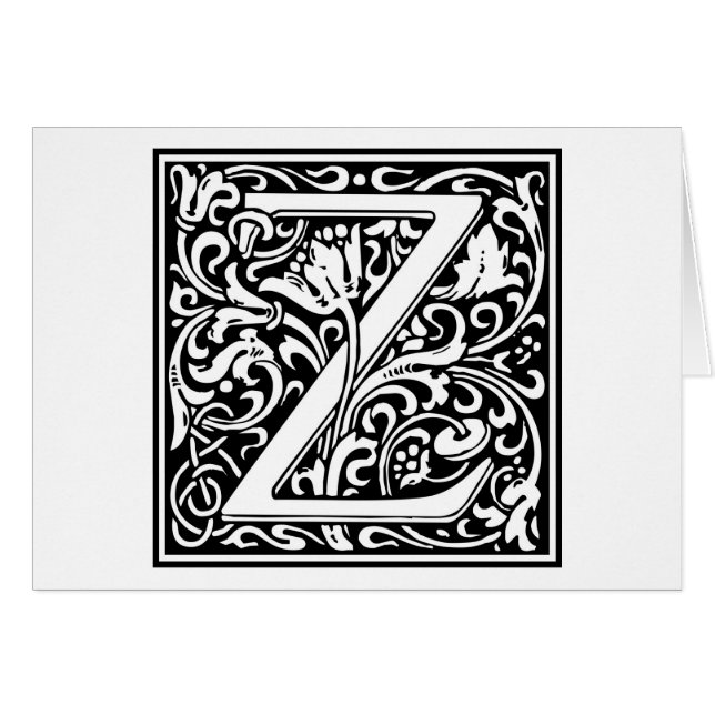 William Morris Alphabet ’Z’ Hälsningskort (Framsidan Horizontal)