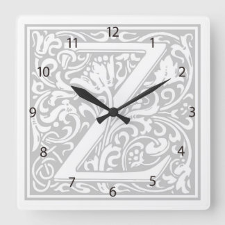 William Morris Alphabet "Z" Square Wall Clock Fyrkantig Klocka
