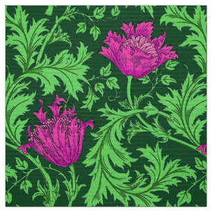 William Morris anemon, smaragdgrönt och Fuchsia Tyg