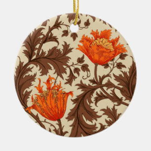 William Morris Anemone, Beige, Brown & Rust Orange Julgransprydnad Keramik