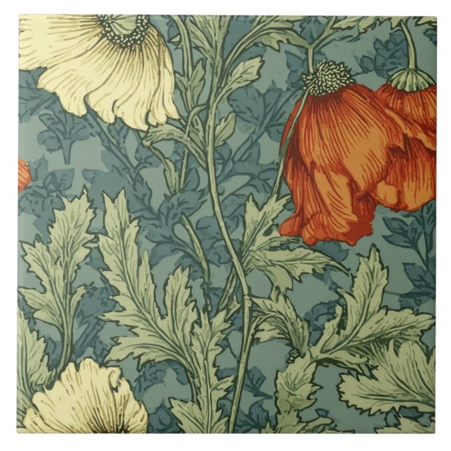 William Morris Anemone Blommig Kakelplatta (Framsidan)