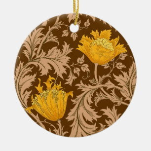 William Morris Anemone, Brown och Mustard Guld Julgransprydnad Keramik