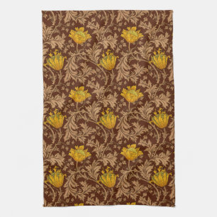 William Morris Anemone, Brown och Mustard Guld Kökshandduk