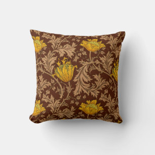 William Morris Anemone, Brun och Senapsguld Kudde