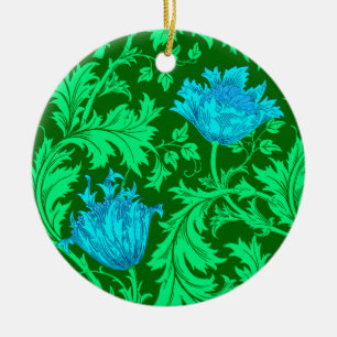 William Morris Anemone, Emerald Grönt och Blue Julgransprydnad Keramik
