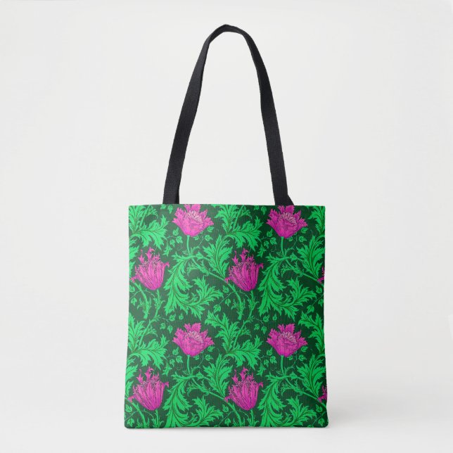 William Morris Anemone, Emerald Grönt och Fuchsia Tygkasse (Framsida)