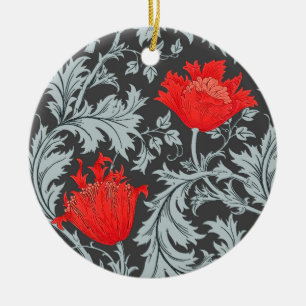 William Morris Anemone, Grått / Grått och Red Julgransprydnad Keramik
