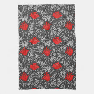 William Morris Anemone, Grått / Grått och Red Kökshandduk