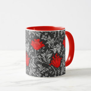 William Morris Anemone, Grått / Grått och Red Mugg