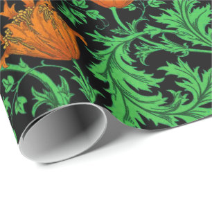 William Morris Anemone, Orange, Grönt och Black Presentpapper