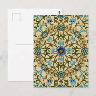 William Morris - Antik 1873 Vin & Blommönster Vykort