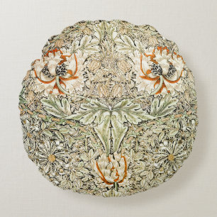 William Morris Antik Honeysuckle Blommig Klassiker Rund Kudde