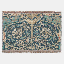 William Morris Antik Kaprifol Blommig Filt