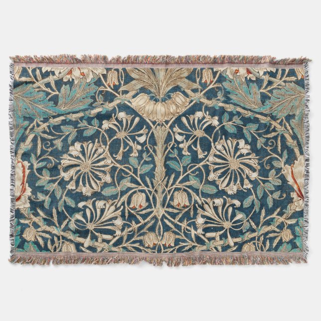 William Morris Antik Kaprifol Blommig Filt (Framsidan)