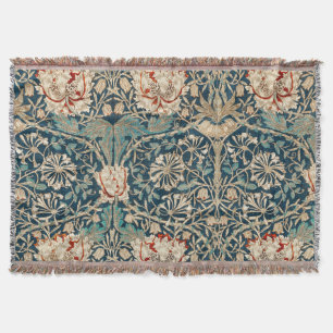 William Morris Antik Kaprifol Blommig Filt