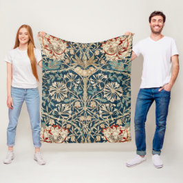 William Morris Antik Kaprifol Blommig Fleecefilt