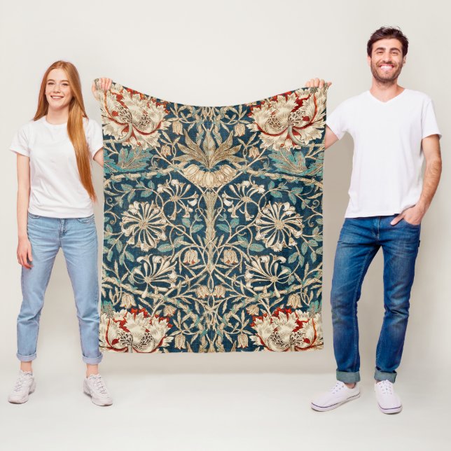 William Morris Antik Kaprifol Blommig Fleecefilt (På plats)