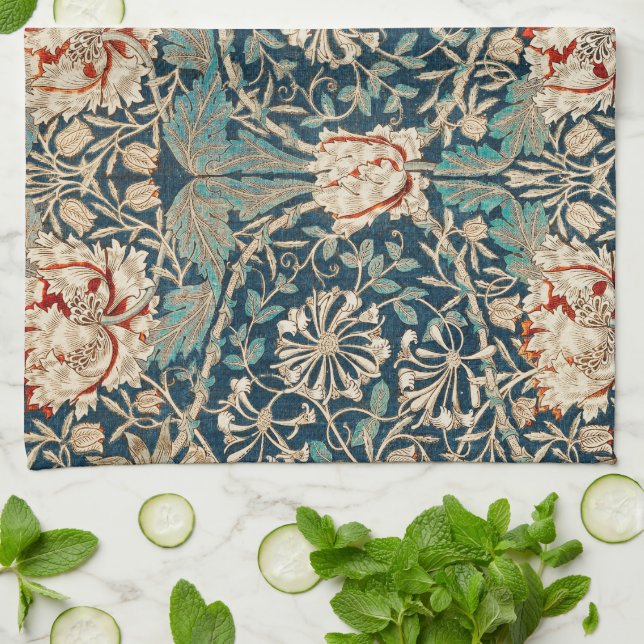 William Morris Antik Kaprifol Blommig Kökshandduk (Vikta)