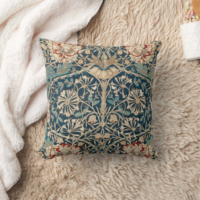 William Morris Antik Kaprifol Blommig Kudde (Filt)