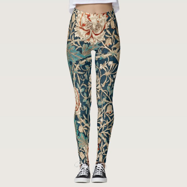 William Morris Antik Kaprifol Blommig Leggings (Framsida)