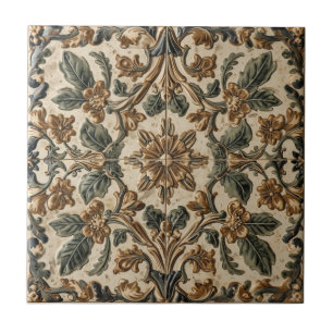 William Morris Antik Kaprifol Blommönster Kakelplatta