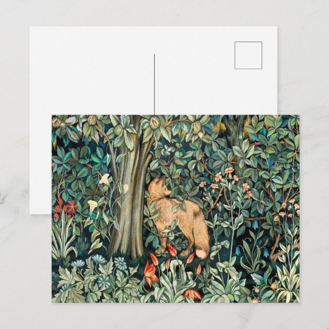 William Morris Antik Räv Skog Tapet Konst Vykort (Fram/baksida)