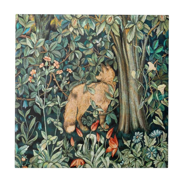 William Morris Antik Räv Skogstapetsering Konst Kakelplatta (Framsidan)