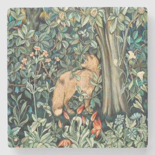 William Morris Antik Räv Skogstapetsering Konst Stenunderlägg