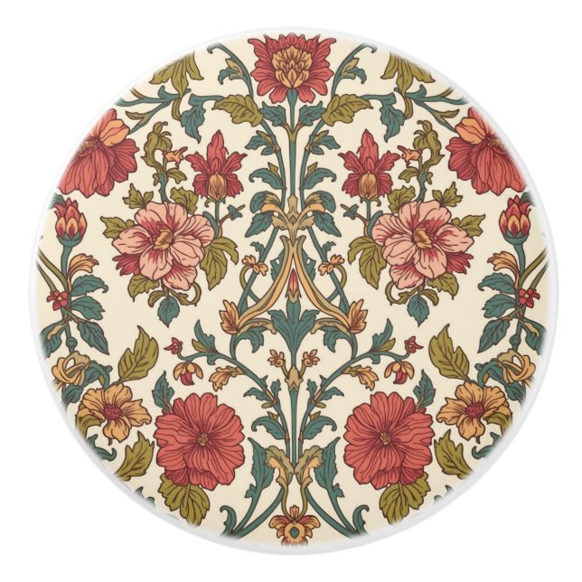 William Morris Antik rosa rosor Blommönster Knopp (Framsidan)