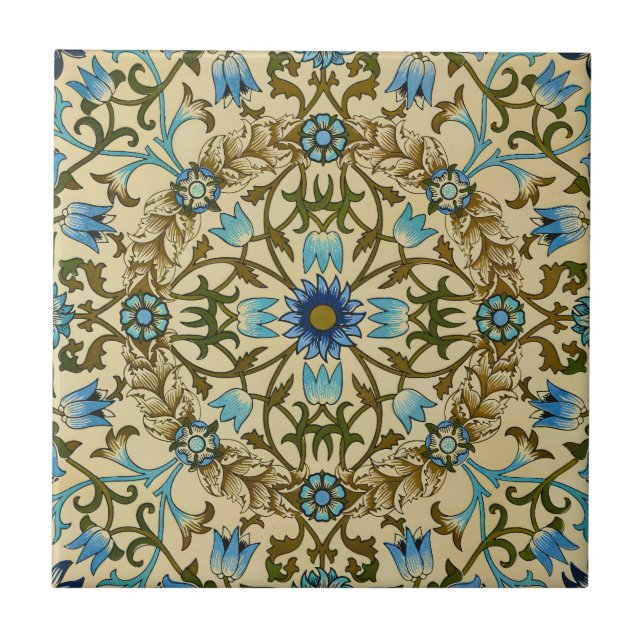 William Morris- Antique 1873 Vine & Flower Mönster Kakelplatta (Framsidan)