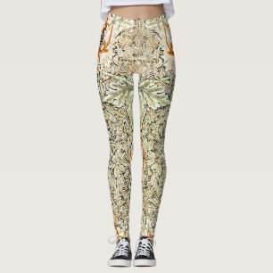 William Morris Antique Honeysuckle Blommigt Classi Leggings
