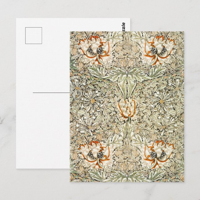 William Morris Antique Honeysuckle Blommigt Classi Vykort (Fram/baksida)