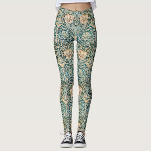 William Morris Antique Honeysuckle Blommönster Leggings