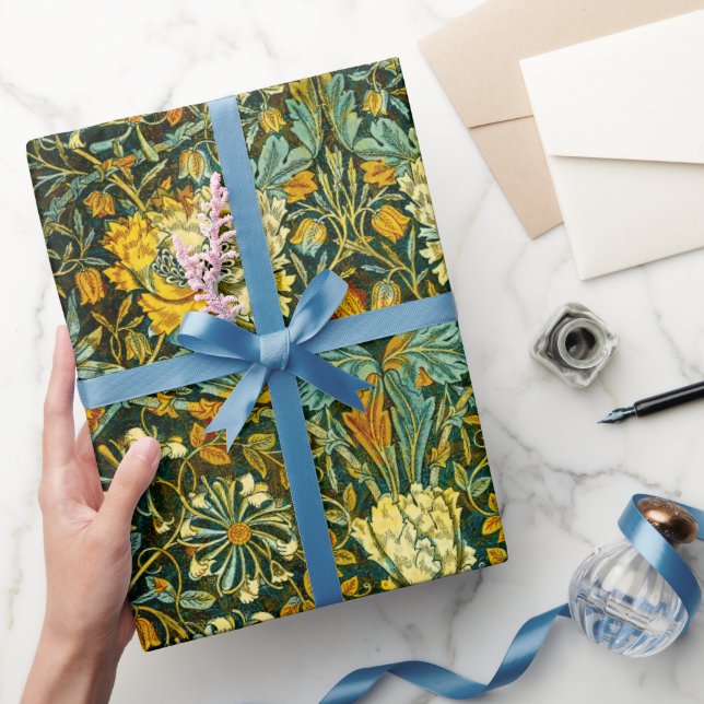 William Morris Antique Honeysuckle Blommönster Presentpapper (Gifting)