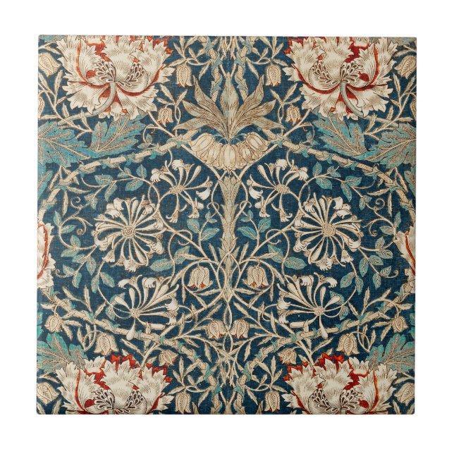 William Morris Antique Honeysuckle Floral Kakelplatta (Framsidan)