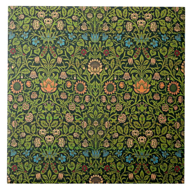 William Morris - Aquilegia, mörkgrön, Case-Mate Kakelplatta (Framsidan)