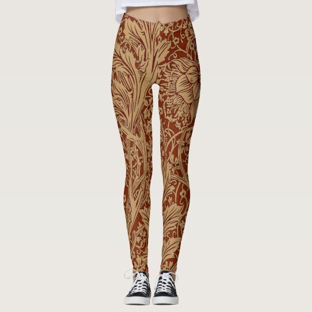 William Morris Arcadia Floral Garden Flower Classi Leggings (Framsida)