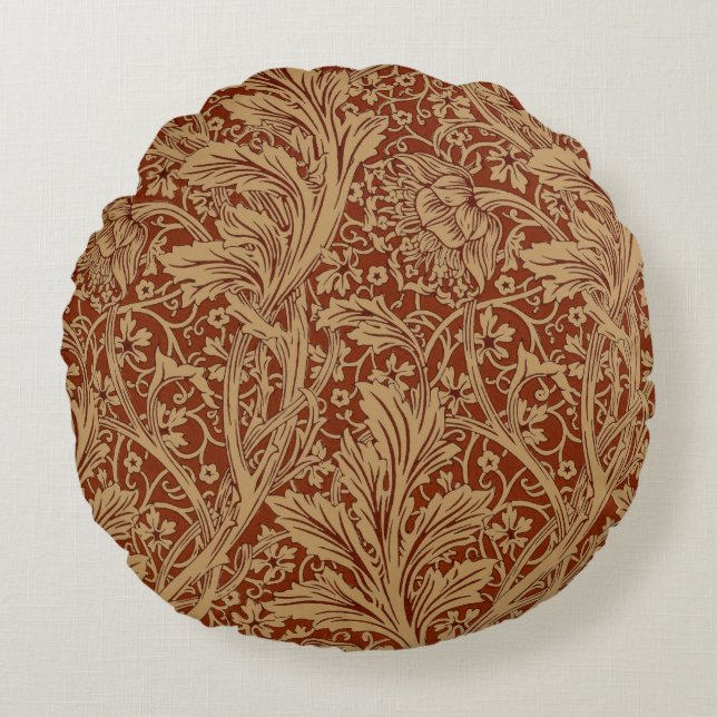 William Morris Arcadia Floral Garden Flower Classi Rund Kudde (Framsidan)