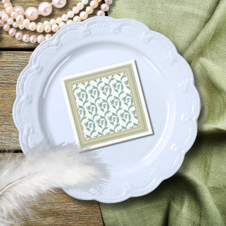 William Morris Art Deco Blommönster Gröna Rankor Pappersservett