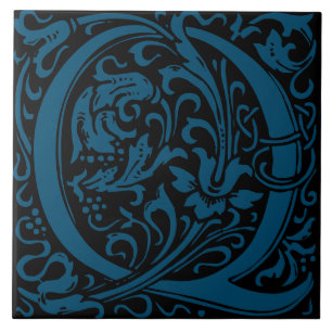 William Morris Art Nouveau Alfabetet Blad Brev Q Kakelplatta