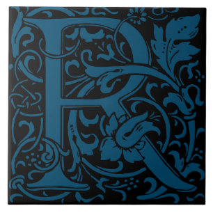 William Morris Art Nouveau Alfabetet Blad Brev R Kakelplatta