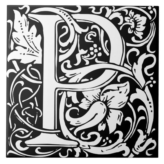 William Morris Art nouveau Alphabet Löv Brev P Kakelplatta (Framsidan)