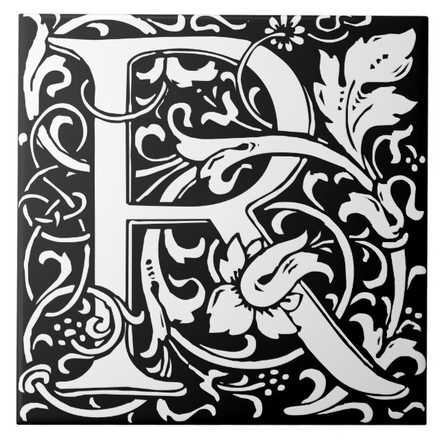 William Morris Art nouveau Alphabet Löv Brev R Kakelplatta (Framsidan)